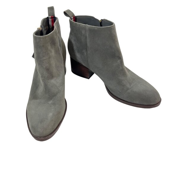 Tommy Hilfiger women's shoes 7 gray suede ankle boots booties side zip round toe - Picture 1 of 16